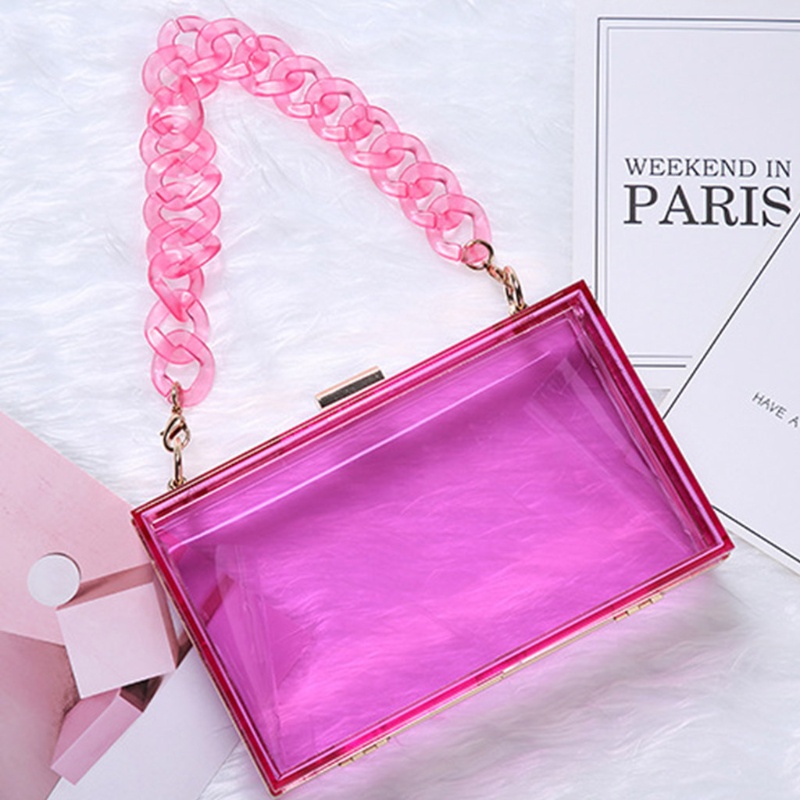 Túi Đeo Chéo Vai Kiểu Hộp Acrylic Trong Suốt Thời Trang Sành Điệu Cho Nữ