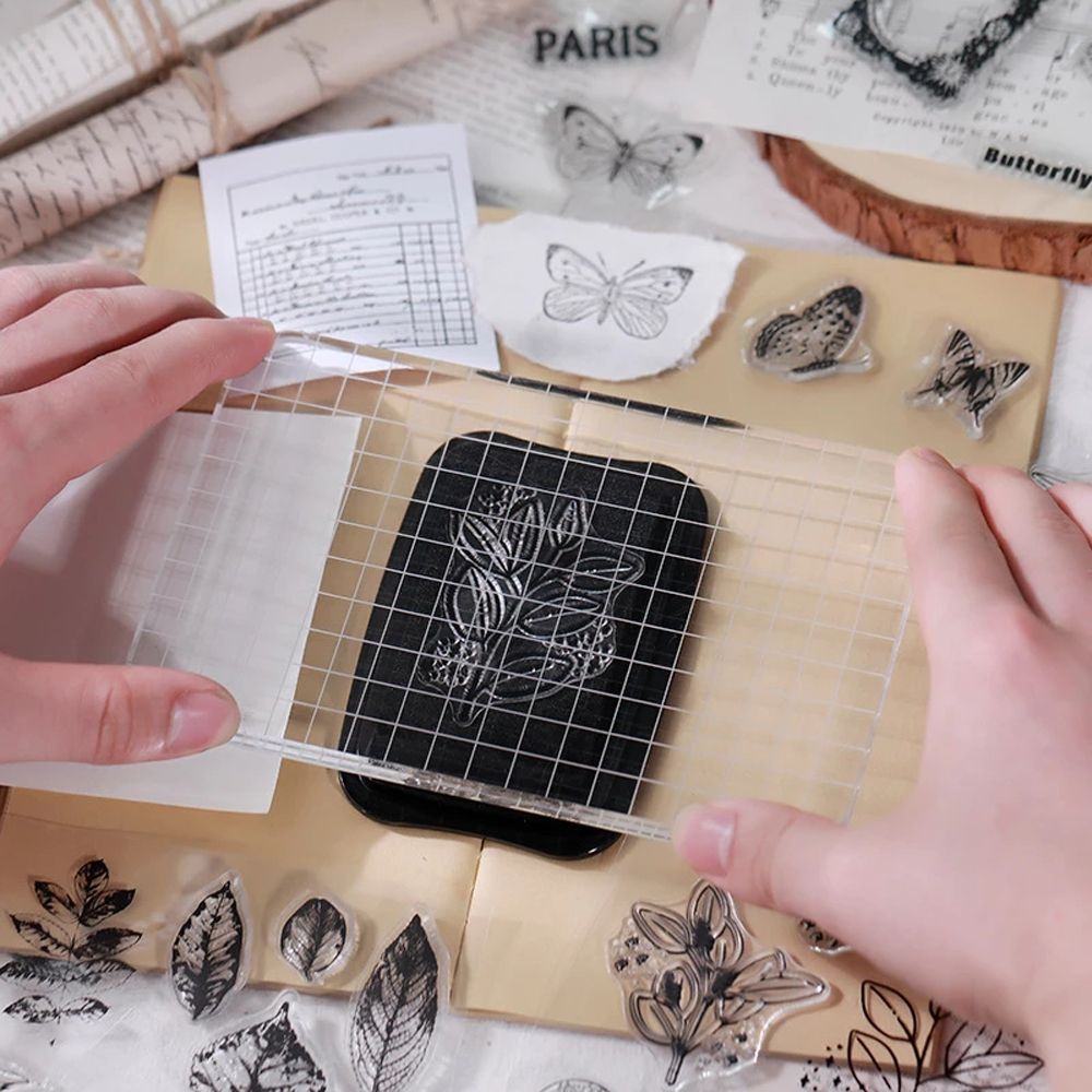 Tấm khuôn silicon cao su trong suốt hình số/bướm/cây cỏ trang trí album thủ công DIY phong cách vintage làm quà tặng