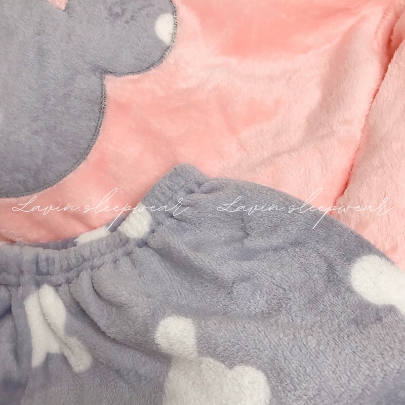 Bộ ngủ bông mịn LAVIN hình mặt gấu dễ thương | BigBuy360 - bigbuy360.vn