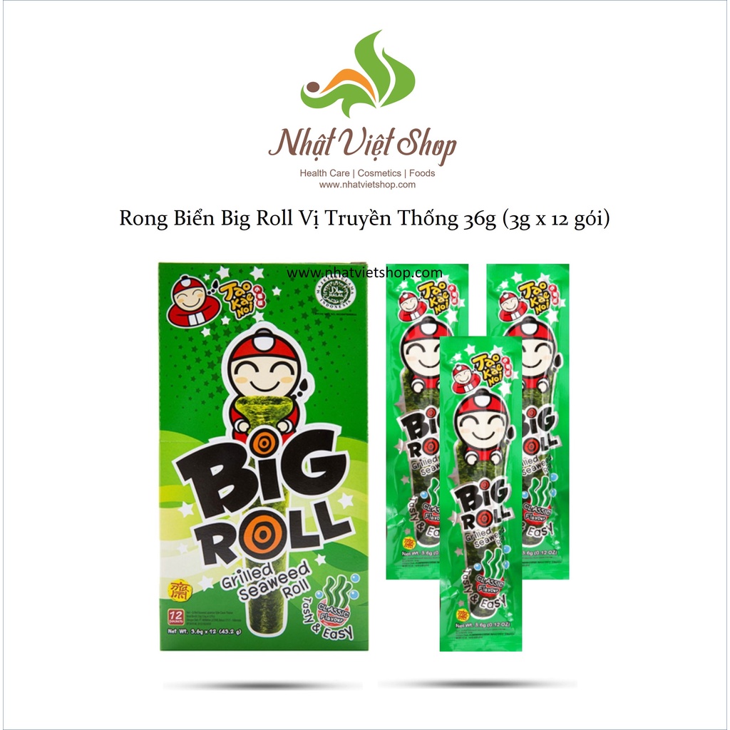 Combo 2 Hộp Rong Biển TaoKaeNoi Big Roll 36g (3g x 12 gói)