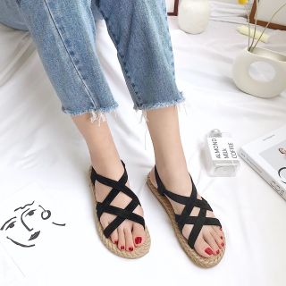 [XẢ KHO] Sandal Chéo Đế Cói