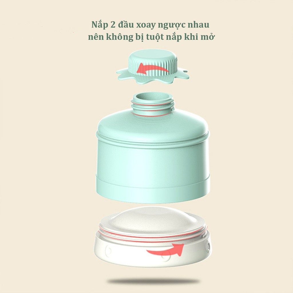 Hộp Chia Sữa Bột Thức Ăn Cho Bé 3 Ngăn Hình Voi Nghộ Ngĩnh Có Móc Thông Minh