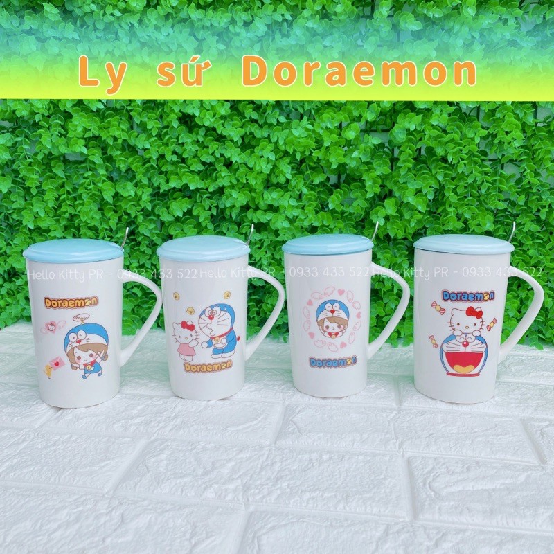 Ly sứ tặng kèm muỗng inox Doremon Doraemon