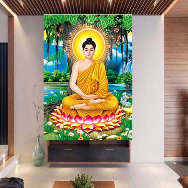 Tranh thêu chữ thập Phật Thích Ca LV3338 kt 43x55cm