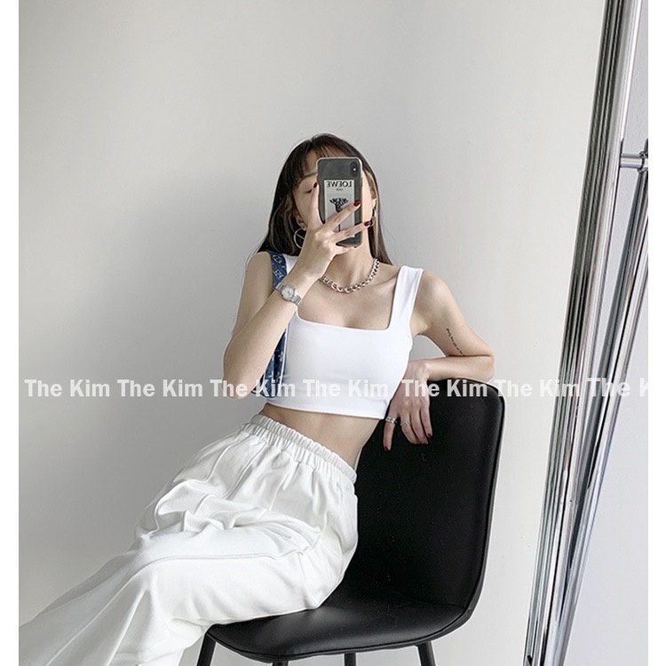 Áo thun croptop cổ vuông vải cotton | BigBuy360 - bigbuy360.vn