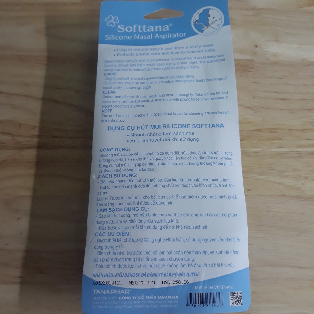 Dụng cụ hút mũi silicone trẻ em cầm tay Softana