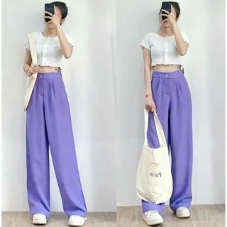 Quần Ống Rộng Ulzzang Màu Tím Pastel
