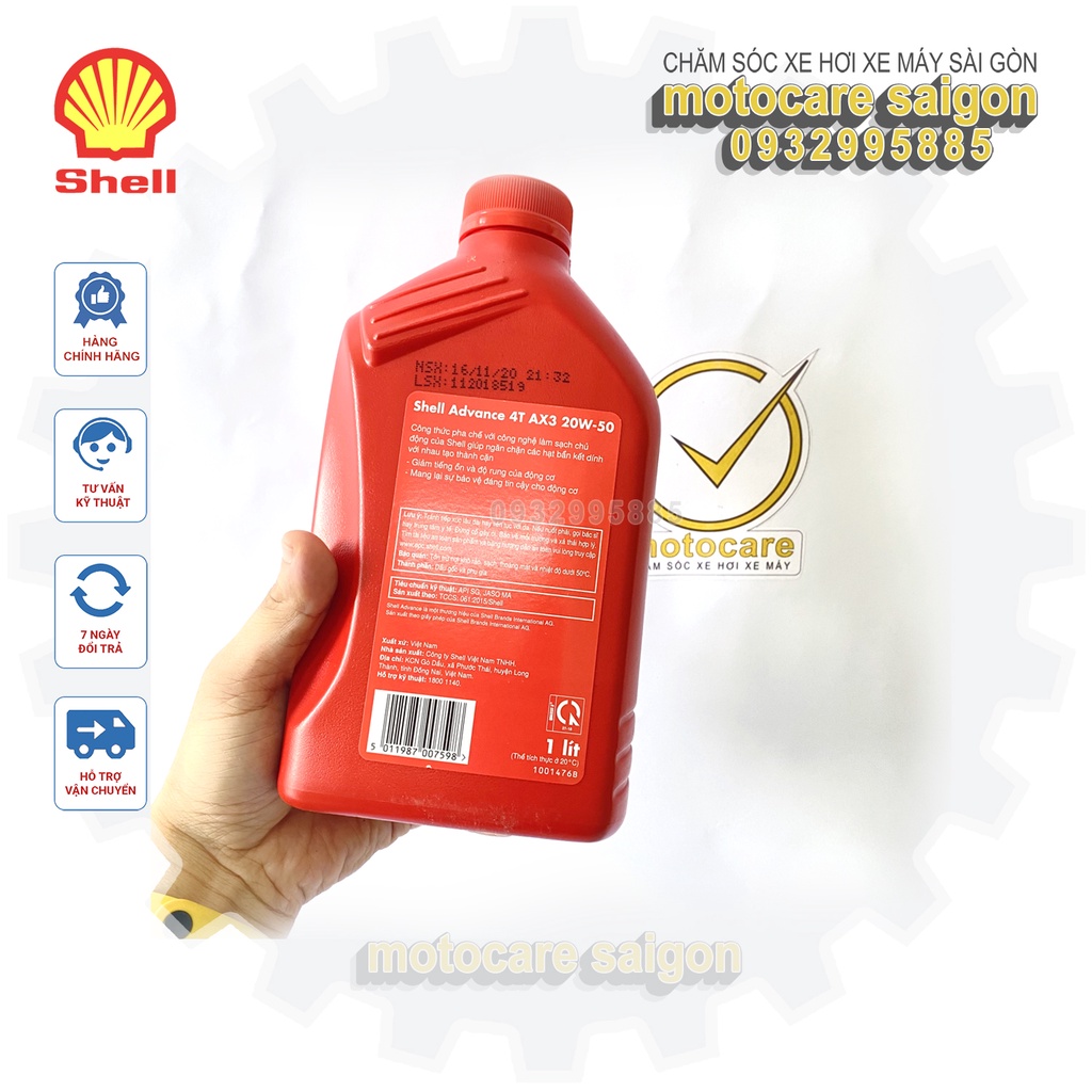 NHỚT SHELL ADVANCE AX3 20W-50 1L Nhớt dành cho xe số