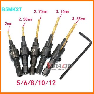 Bộ 5 mũi khoan 2 tầng - Mũi khoan doa lỗ vít 2 tầng
