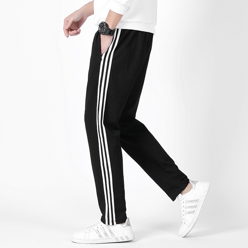 Quần 3 sọc nam nữ ống bó, quần thể thao adidas nam nữ ống bó vải POLy cao cấp, quần thể thao