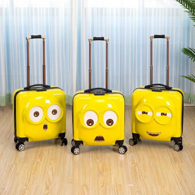 Vali Minion du lịch hộp vuông size 18 và 20 tặng Sticker dán mắt mồm