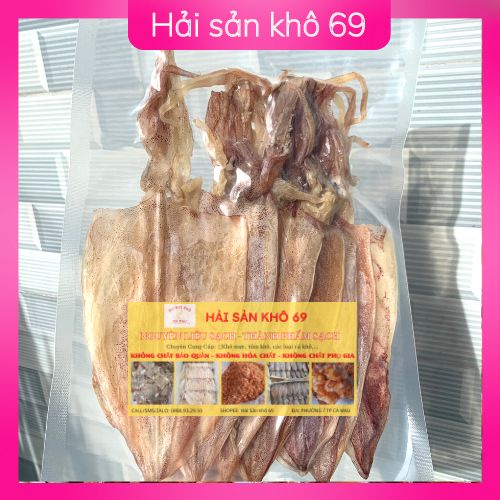 Mực khô 18/20 con/kg, dẹp như hình ngon ngọt dày thịt, ép chân không gói 500g - Hải sản khô 69.