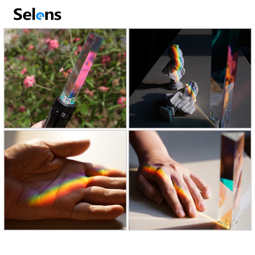 Khối thủy tinh quang Selens phân tán RGB đầy màu sắc hiệu ứng ánh cầu vồng có lỗ ren 1/4 tiện dụng