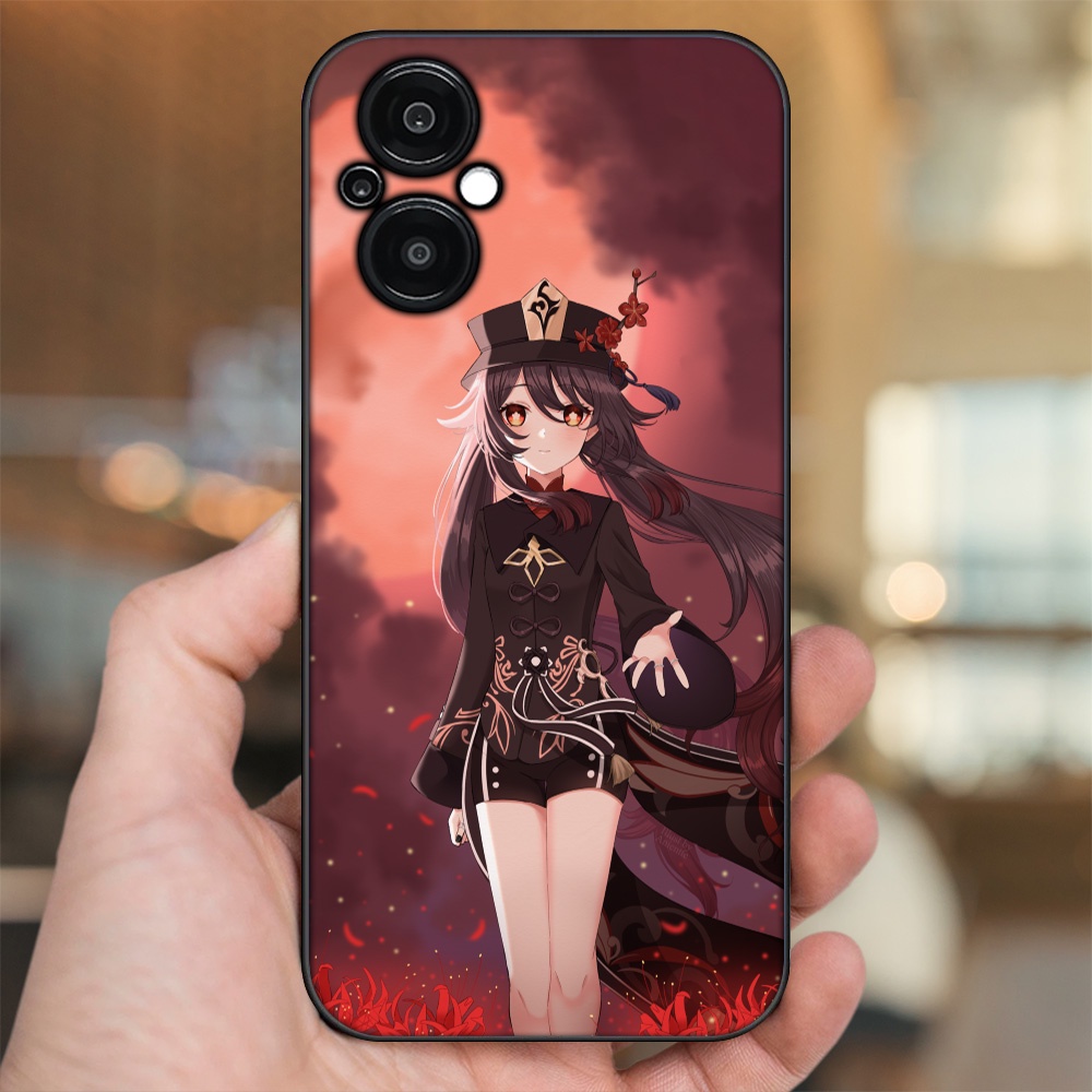 Ốp lưng Oppo Reno 8Z 5G viền đen in hình Hutao Genshin Impact