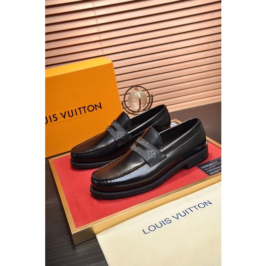 Giày tây dáng lười của nam thương hiệu thời trang cao cấp Louis Vuitton LV da thật nhập khẩu