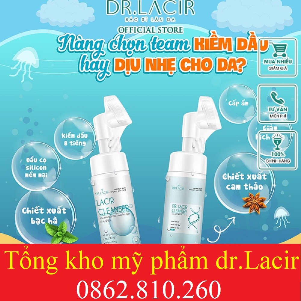 Sữa Rửa Mặt Bạc Hà kiềm dầu Lacir Cleanser của Dr.laci