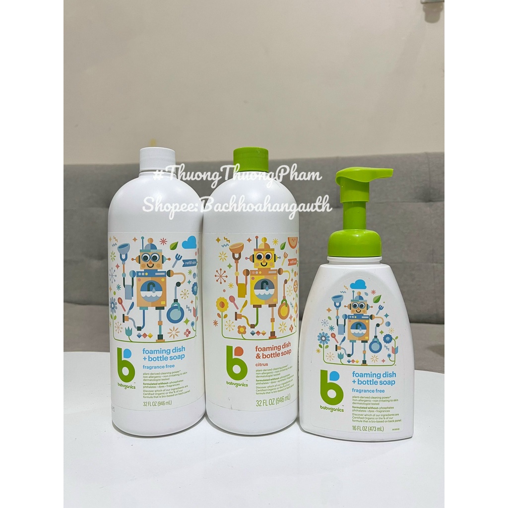 [ Hàng Mỹ ] Nước rửa bình tạo bọt Baby Ganics hữu cơ an toàn cho bé 473ml