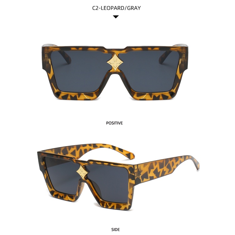 Kính Mát Gọng Vuông To In Họa Tiết Ngôi Sao Phong Cách Âu Mỹ Hàng Mới 2022