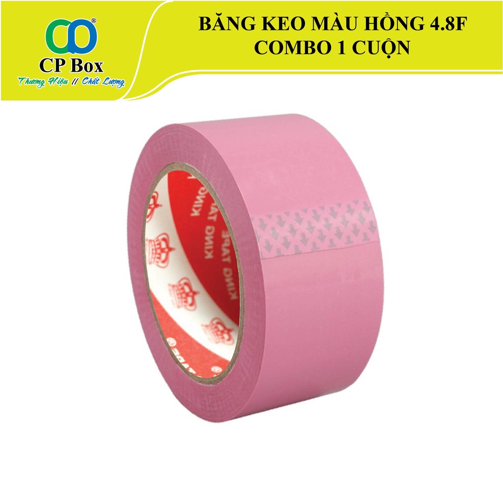Băng keo nền Hồng, bản 4.8F, nặng 900gr/ cây (6 cuộn), Băng keo dán thùng, dán hộp - CP Box