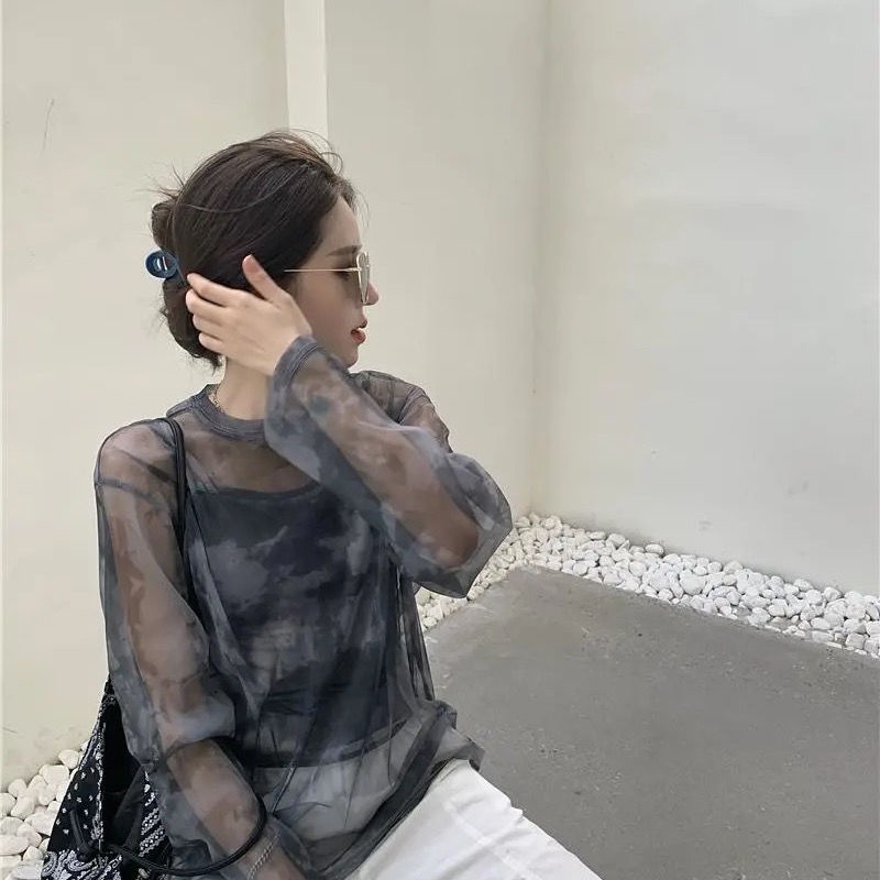 Áo Thun Tay Dài Dáng Rộng Nhuộm Màu Độc Đáo Phong Cách Hàn Quốc Thời Trang Xuân Hè Mới Cho Nữ 2021 | BigBuy360 - bigbuy360.vn