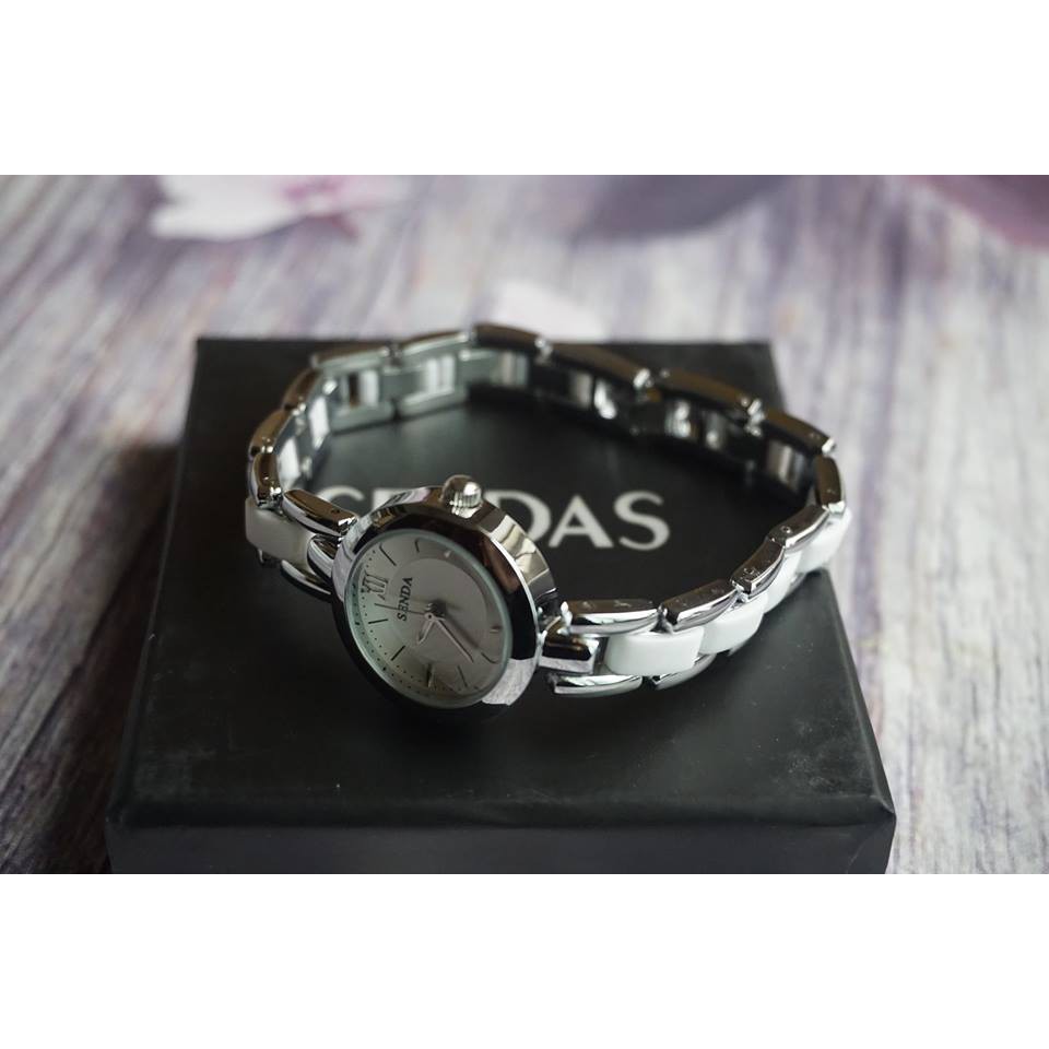 [ xả kho ]  ĐỒNG HỒ NỮ SENDA 8499 DÂY THÉP SỨ ĐỘC ĐÁO