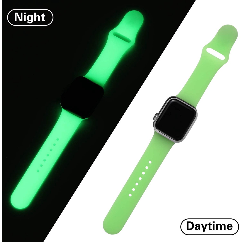 Dây Đeo Silicon Dạ Quang Cho Đồng Hồ Thông Minh Apple Watch 5 4 3 2 1 Kích Thước 38 / 40 / 42 / 44mm