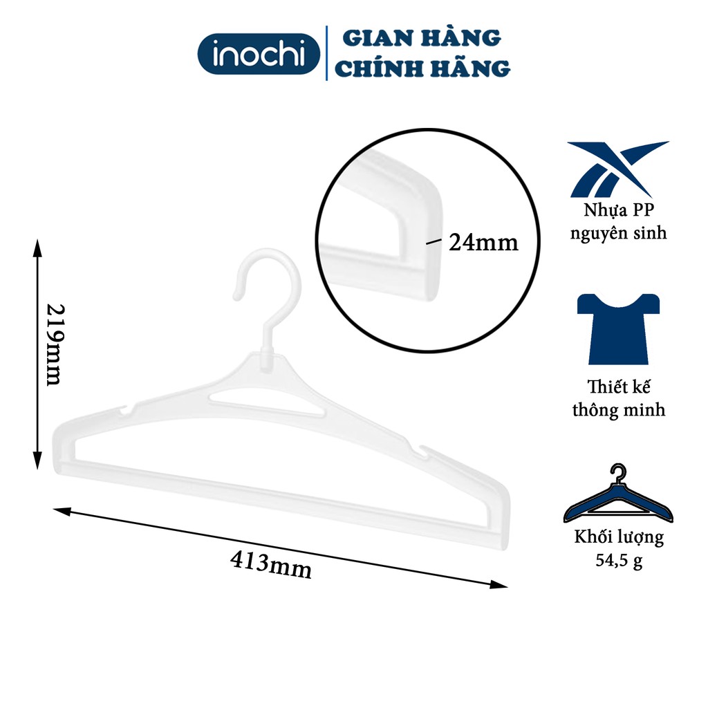 [SET 5 MÓC]  Móc Áo quần áo VEST Hara 187 INOCHI giúp quần áo gọn gàng ngăn lắp với thiết kế chắc chắn MA187