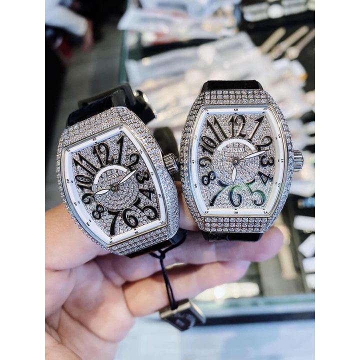 Đồng hồ Nữ Franck Muller mặt đá cao cấp chạy pin máy Nhật size 32mm dây cao su