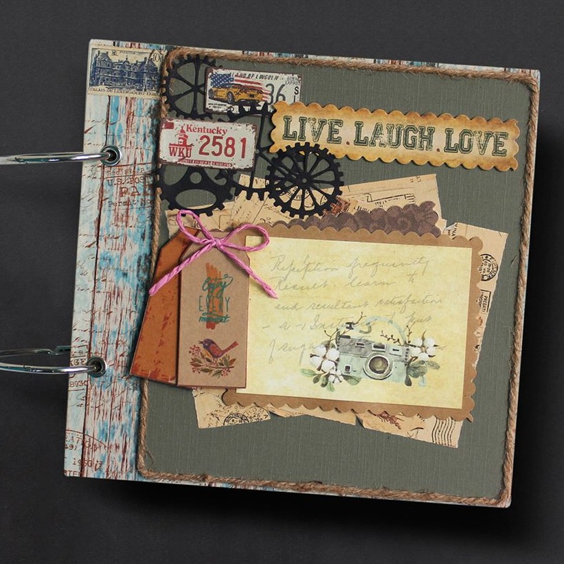 Scrapbook Handmade - Album Ảnh Vintage Làm Quà Tặng Ý Nghĩa Live Laugh Love