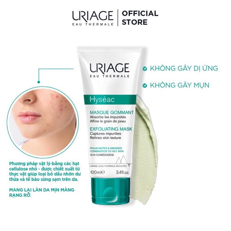 MẶT NẠ + TẨY DA CHẾT “2 trong 1” Uriage Hyseac Masque Gommant