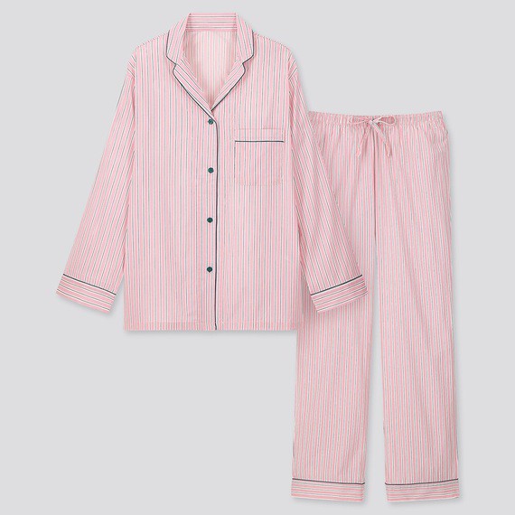 Pijama UNIQLO dài tay hồng