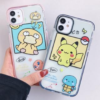 Ốp Lưng Pokemon Cartoon Animation Pikachu Psyduck Bicolor Transparent Clear Soft Case For iPhone 11 Pro Max Xs XR X 8 7 6 6s Plus