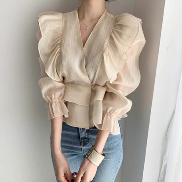 Áo voan xoè kiểu peplum koreastyle