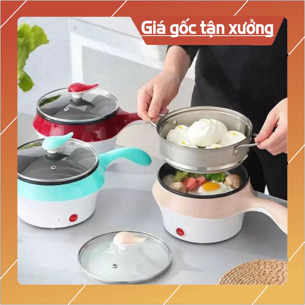 {Giá sỉ} Chảo, Ca Mỳ, Nồi điện mini đa năng 2 tầng có tay cầm cao cấp