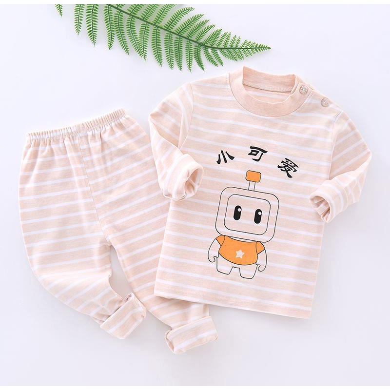 Bộ thu đông dài tay cotton nỉ Micky Mon kẻ hình mặt gấu siêu yêu