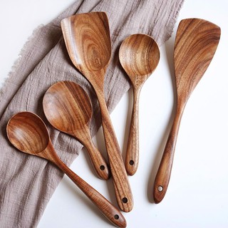 Muỗng gỗ, Thìa gỗ tuếch để múc cơm canh - Vá nấu ăn Vintage an toàn sức khỏe dài 30 cm