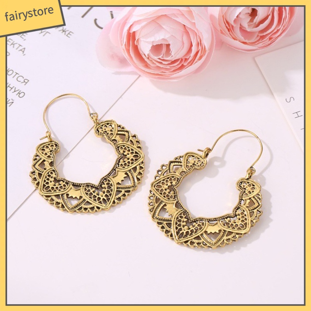 Hoa tai thiết kế hình trái tim cánh hoa phong cách vintage cho nữ