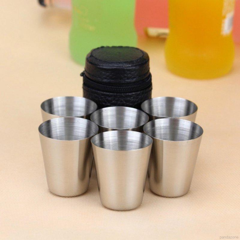 [Loveinhouse] Bộ 6 Cốc 30ml Cốc Inox Bia Rượu Whisky Cốc Du Lịch Ngoài Trời