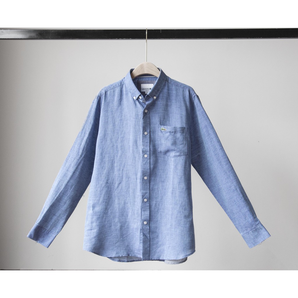 Áo sơ mi nam cổ bẻ dài tay chất vải đũi cao cấp