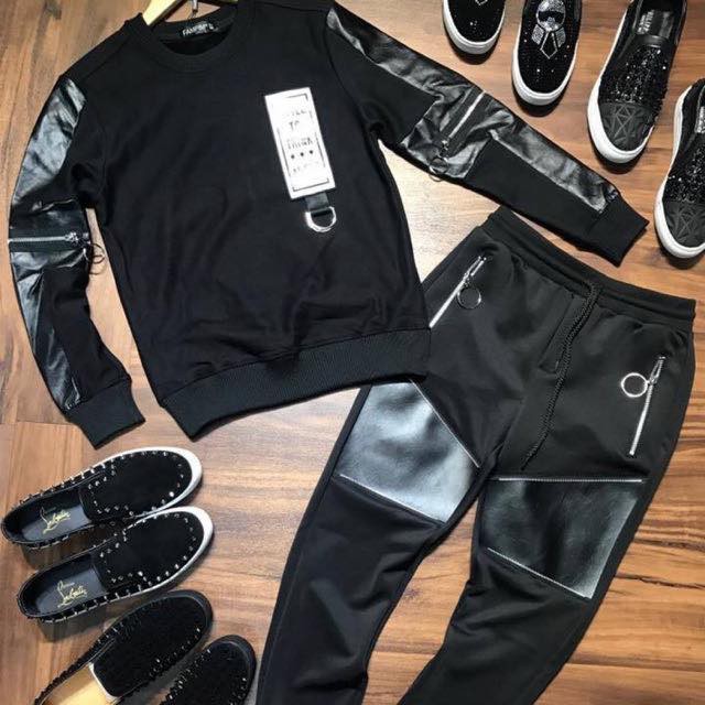 Bộ Quần Áo Thu Đông Nam - Bộ Thể Thao Nam Chất Liệu Da Cá dày - BD10