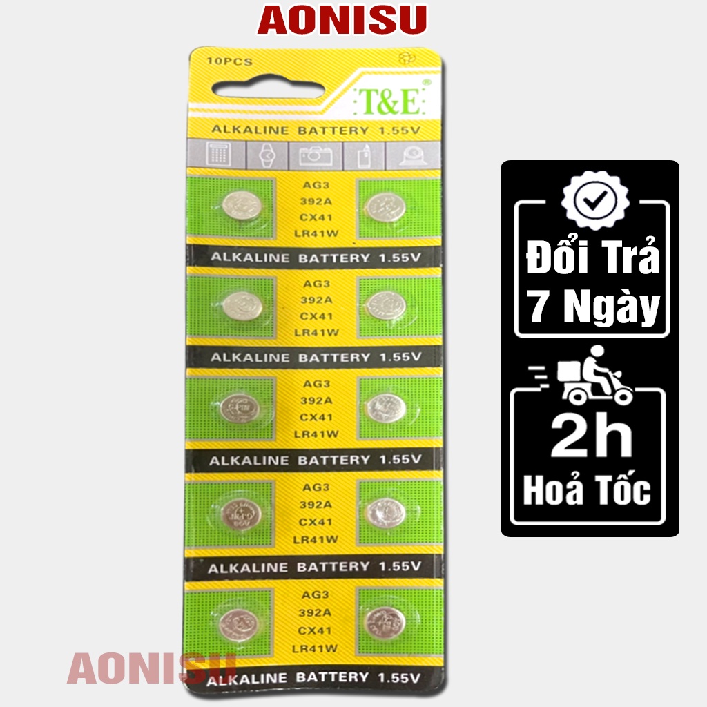(Vĩ 10 Viên) Pin Nút LR41 1.5V- Pin Đồng Xu, Pin Cúc Áo, An Toàn Tuyệt Đối - Sử Dụng Lâu Dài, AONISU
