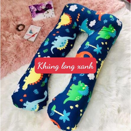 Sài gòn Gối ôm bà bầu chữ u loại gối to MẪU khủng long xanh