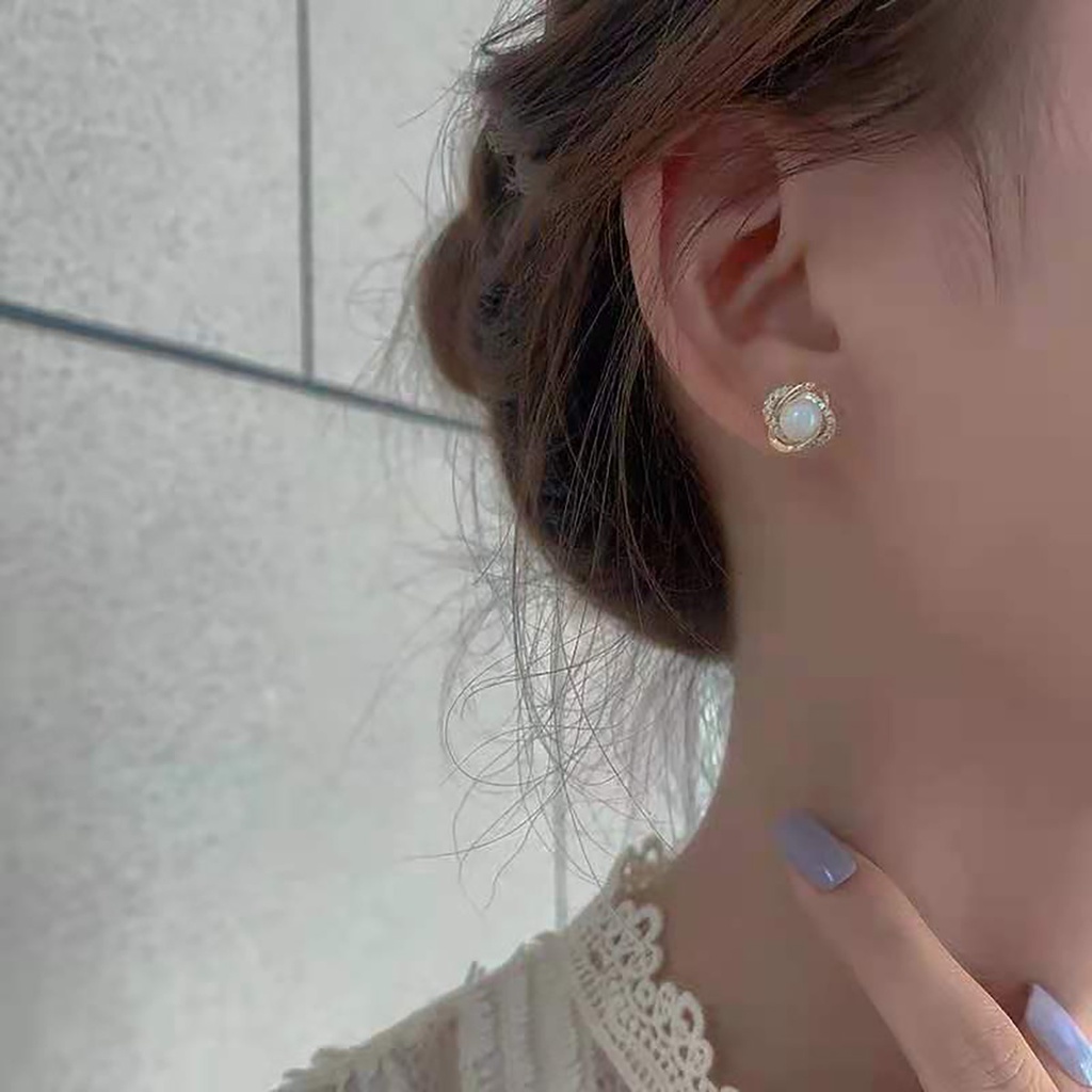 Khuyên tai ngọc trai nhân tạo CiCi Silver, Bông tai bạc 925 gắn ngọc trai nước ngọt, nữ tính, sang chảnh