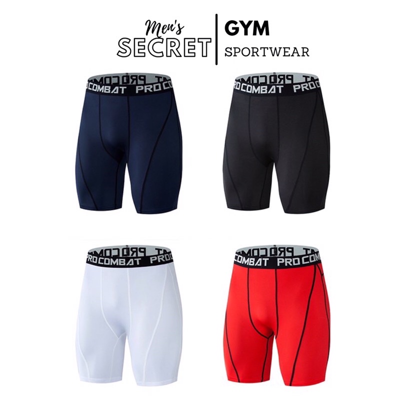 Quần Legging thể thao nam PRO COMBAT Dáng ngắn - Quần giữ nhiệt nam dạng đùi chuyên GYM Bóng Rổ Đá Banh MEN'S SECRET