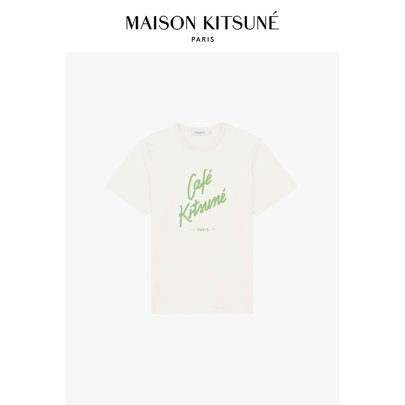 Áo Thun Cotton Ngắn Tay Cổ Tròn In Hình Maison Kitsune x Caf Kitsun Cá Tính