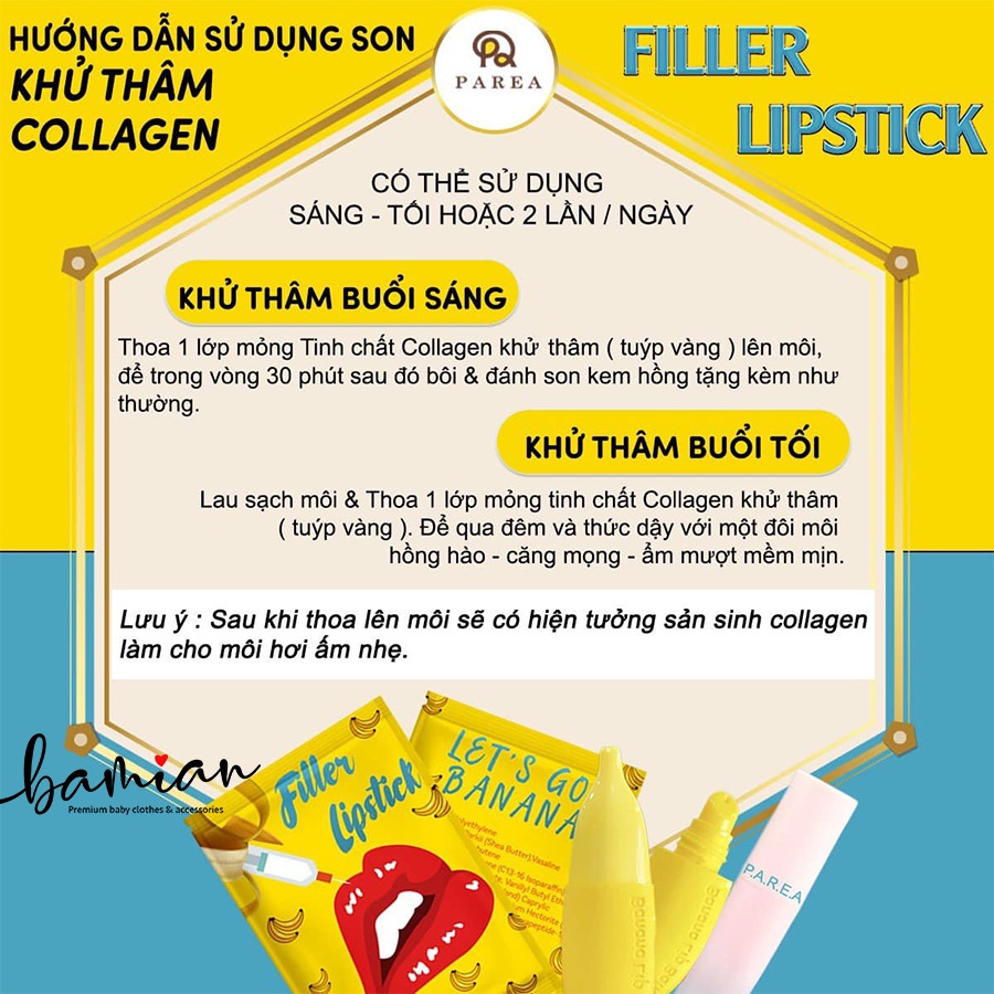 Son chuối Filler Lipstick làm hồng tươi cho đôi môi căng bóng