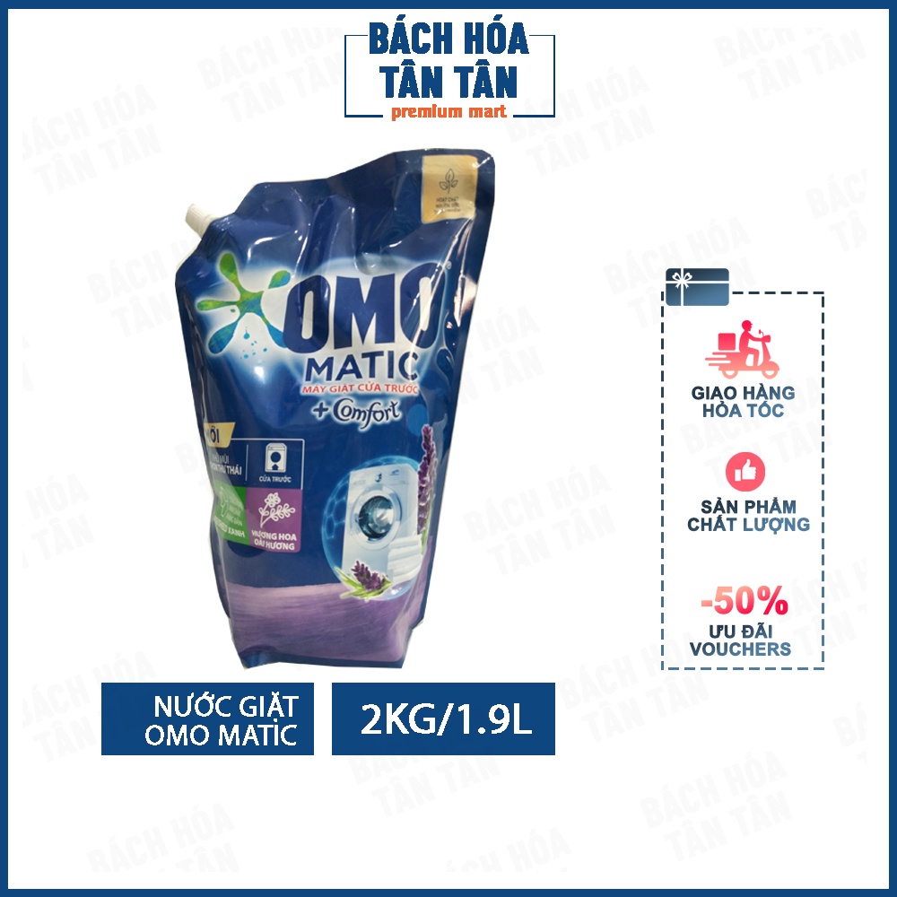 Nước giặt Omo Matic máy giặt cửa trước, túi 2KG/1.9L