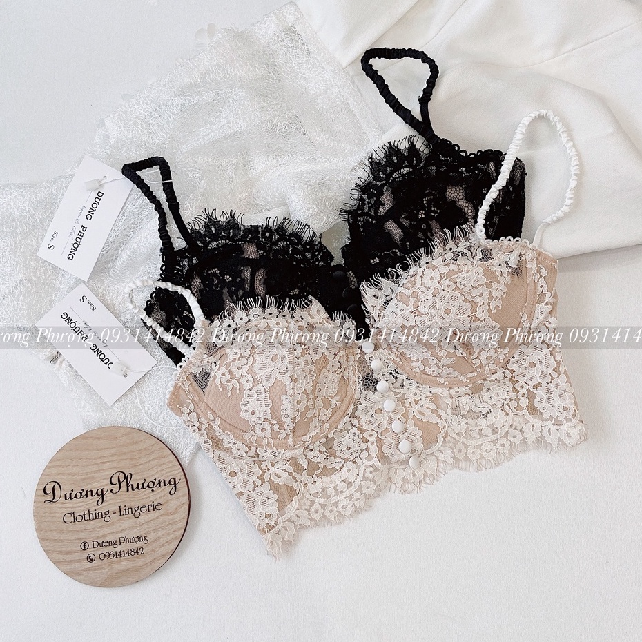 Áo bra nữ ren hoa gợi cảm, áo bra dáng croptop nâng ngực - BR008