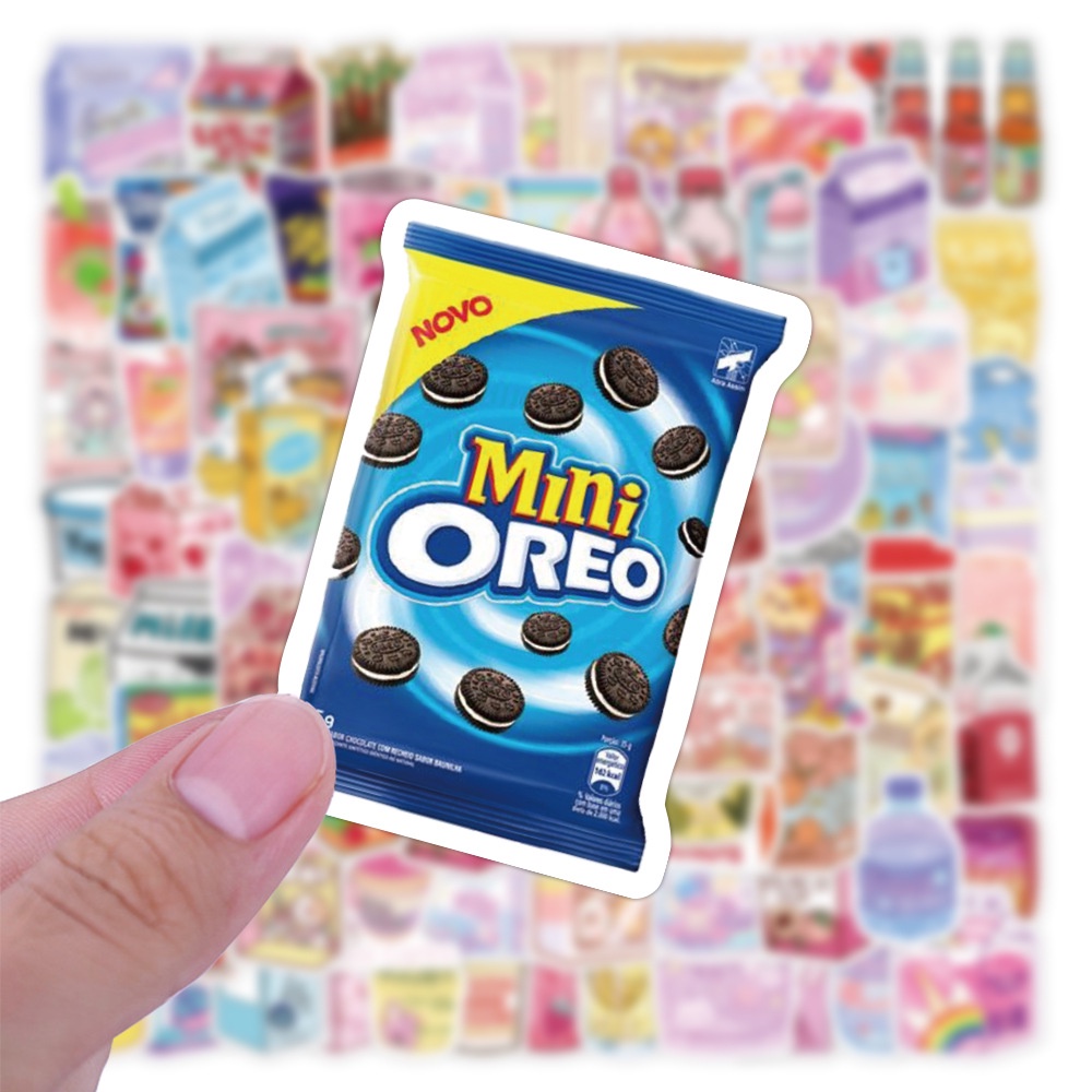 100 Sticker chống nước siêu thị/ bánh kẹo/ hình dán mũ bảo hiểm, dán xe, điện thoại st104