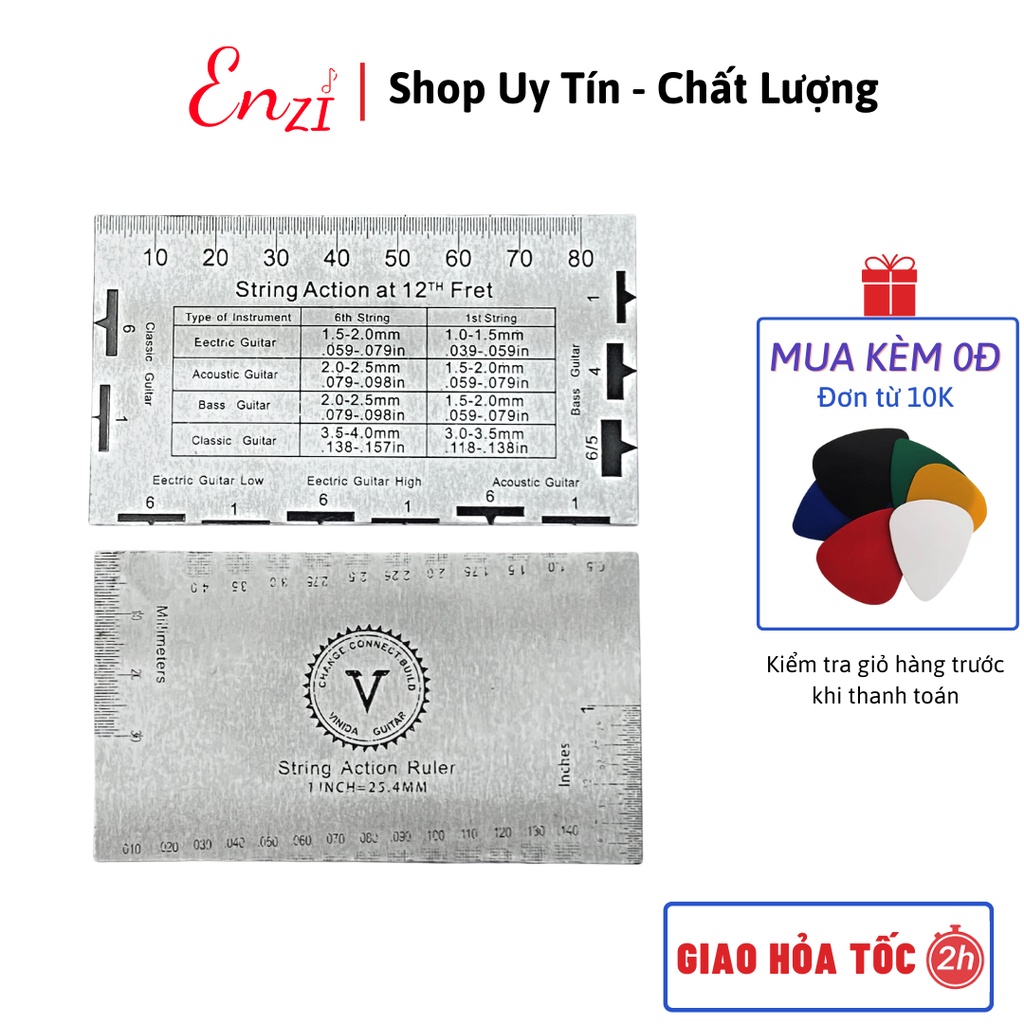 Thước đo cao độ dây đàn guitar acoustic classic elictric String Action Ruler sử dụng cho tất cả đàn ghi ta Enzi